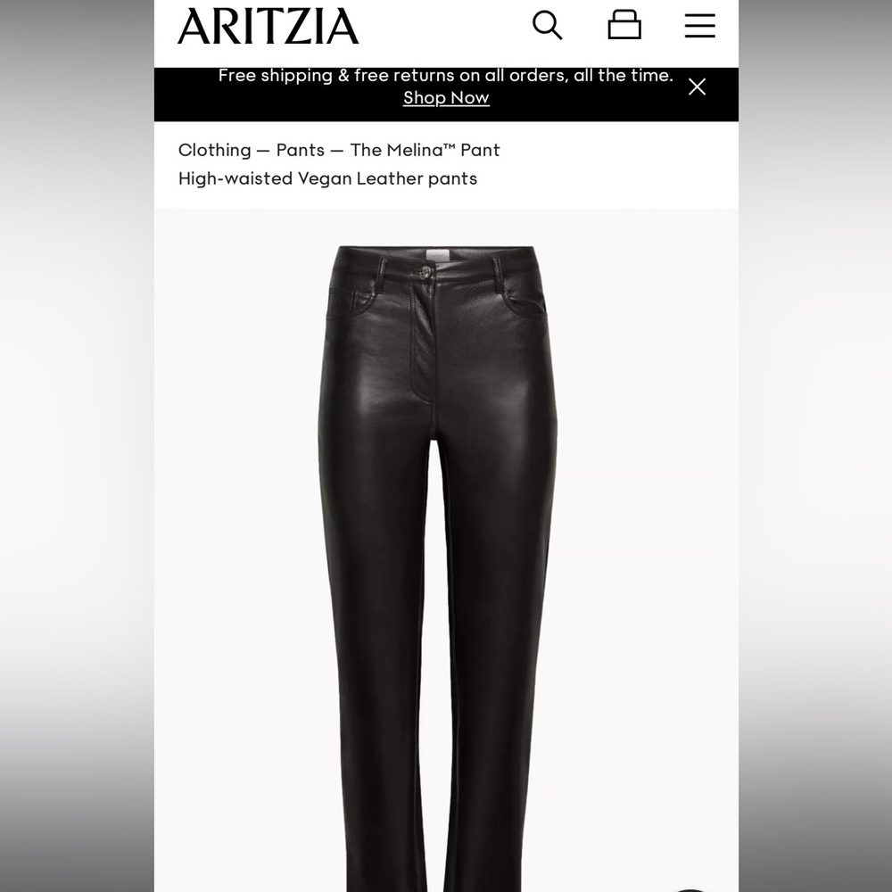 Aritzia Wilfred Melina Vegan Leather High Waisted Pant - Black Size 6
